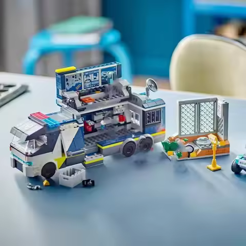 Compatible Brick Sets City Series Building Blocks 60418 Police Mobile Car Command Vehicle Truck MOC 