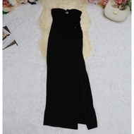 Dress Elegant Black Strapless Spandex Fabric (Spandex Fabric) Set Length = 49