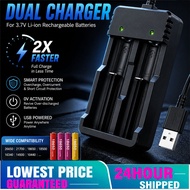 Rechargeable Lithium Battery Charger Dual Slot USB 18650 21700 26650 Li-ion Battery Charger with LED