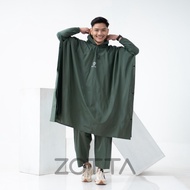 HIJAU ZOTTA Bat Poncho Raincoat Pants Set for Men and Women Jumbo Thick Elastic Anti-Seepage Army Gr