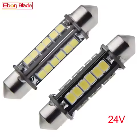 Pair 24V 24 Volt DC 44mm 1.73" LED Festoon Car Bulb White 3030 24SMD Licence Plate Light Truck Inter