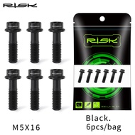 RISK 6pcs/bag Road MTB Bike Titanium M5x16 M5x18 Handlebar Stem Fixing Bolt Screw  Bicycle Front Bac