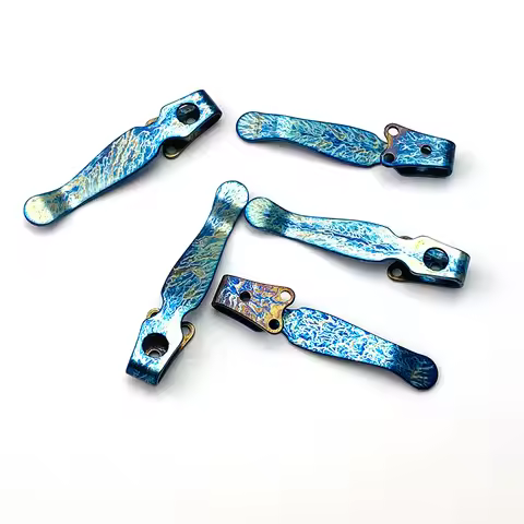 Custom Roasted Blue Knife Titanium Pocket Clip Back Clamp For Spyderco C229 Shaman Knives DIY Making