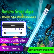 Aquarium UV Sterilization Lamp Fish Tank Sterilizer UV Light Double Tube Germicidal Light Algae Removal Water Purification