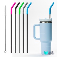 30cm Stainless Steel Straw Set – Black Silicone Tip & Brush – Fits 40oz 1200ml Tumbler – Eco-Friendl