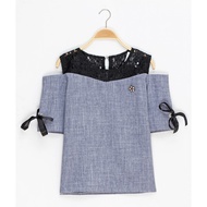 KATUN COTTON LINEN TOP WITH FLOWER BROSS FIT TO LD 96CM SM MM 17838-L MM-SVL