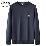 JEEP SPIRIT เสื้อกันหนาวผู้ชายขนาดใหญ่ใหม่ผ้าฝ้ายเสื้อกันหนาว Unisex แขนยาวเสื้อยืดคอกลมเสื้อกันหนาว