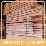 1" x 2" [8FT, Grade B] Kayu Meranti / Kayu Merah / Construction / Kayu 1 x 2 / Kayu 1x2 / kayu 2 x 1