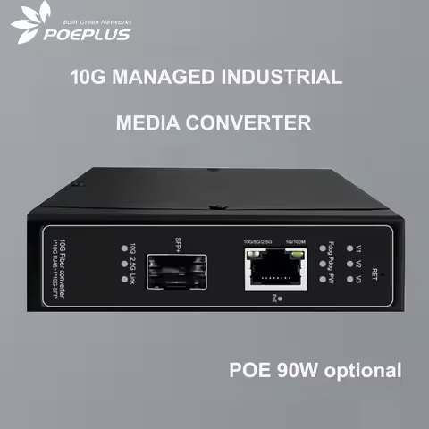 Web managed 10Gbe industrial Fiber media Converter 10G POE or NON with 10G sfp+