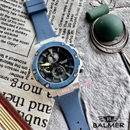 [Original] Balmer 8812G SS-5 Chronograph Sapphire Men's Watch with Black Blue Dial Blue Silicon Stra