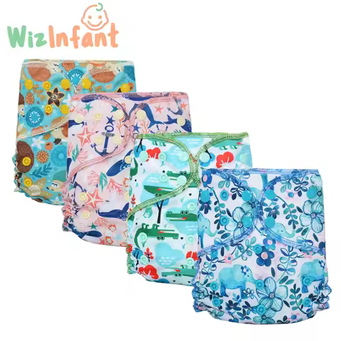 WizInfant Eco-friendly Cloth Diapers Reusable Heavy Wetter Hybrid Fitted AIO/AI2 Waterproof Absorben