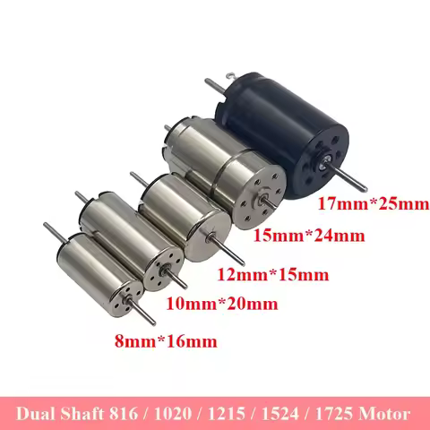Mini 816 1020 1215 1524 1725 Coreless Motor Dual 1mm/1.5mm Shaft DC6V~12V High Speed Electric Engine