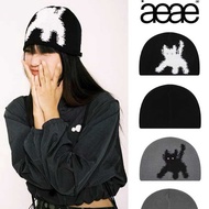 Korean Niche aeae Knitted Hat Reflective Kitten Pattern Cold Hat Warm Ear Protection Double-Sided Wo