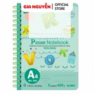 Sổ kẻ ngang A4 lò xo kép 400 Trang KLONG 904