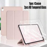 1 Tablet Case + 2 Tempered Glass Screen Protectors Kit, HD Tempered Glass Screen, Pink Tablet Case W