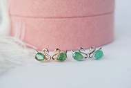 深綠祖母綠寶石耳環，925銀