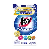 【3包】獅王LION Top Clear Liquid 無螢光劑配方強效消臭洗衣液 補充裝 500g x 3包 (平行進口) 5618