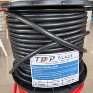 สายไฟแบเตอรี่ สายเชื่อมไฟฟ้า ยี่ห้อ TDP WELDING CABLE ขนาด 50 SQ.MM FULLY COPPER มีสีแดงและสีดำ.