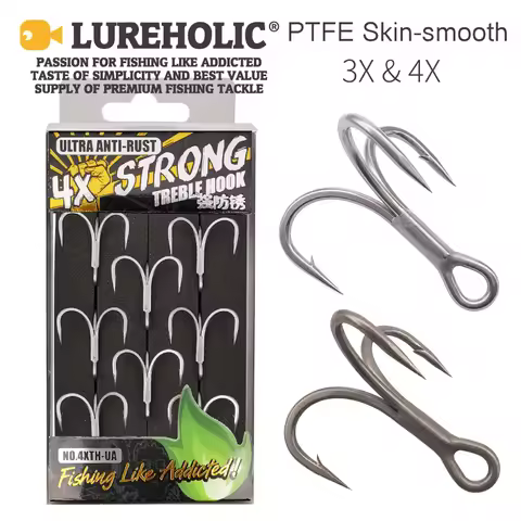 LUREHOLIC 3X 4X Super Strong Treble Hooks Super Slide Coated and Ultra Anti Rust Coated for Lure Fis