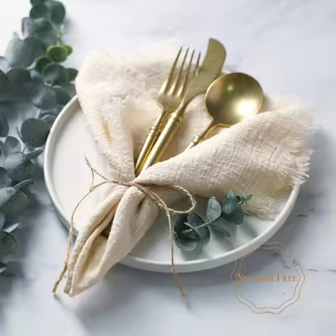 12PCS Napkins 41x41cm Cotton Cloth Gauze Retro Burr Rustic Kitchen Towel Dining Place Mat Wedding Pa