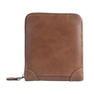 STELLA Men's Vintage Leather Zipper Wallet, Compact Short Bifold Purse for Daily Use JJ80016