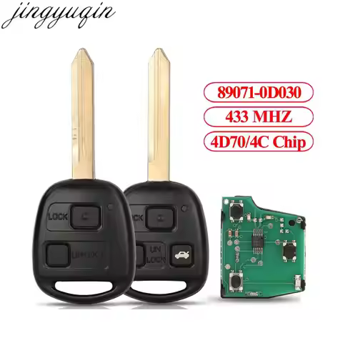 Jingyuqin 2/3 Button Remote Car Alarm Key Fob 433MHZ 4D70/4C Chip For Toyota Avensis 2003-2007 Yaris
