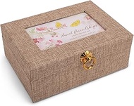 Cottage Garden Sweet Friendships Proverbs 27:9 5.5 x 7.5 Inch Beige Linen Fabric Jewelry Box and Sta