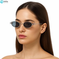 ISITA Rhinestone Sunglasses, Bling Y2k Oval Women Eyewear, Retro Small Steampunk Uv400 Anti-Blue Lig
