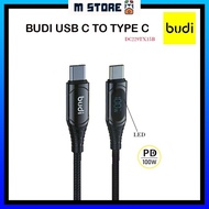 Budi Type C To USB C Cable Fast Charging Cable LED Display