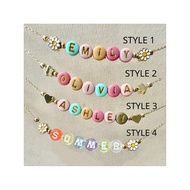 Girl Beads Name Necklace, Kids Name Necklace, 14K Gold Filled Name Necklace, Custom Name Necklace