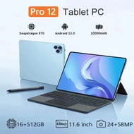 Pro 12 PC Tablet Android Tab Hp asli Tablet 11.6 Inci 5G Wifi Komputer Pribadi (16GB+512GB ROM) Tab HD Camera Dual Card Baru Produk Asli Resmi Promo Garansi Gaming Office Learning Tablet