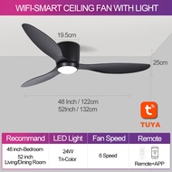 WIFI Ceiling Fan With Light DC Motor Ceiling Fan 24W Tri Color Light Ceiling Fan Free Standard Installation