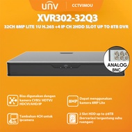 Unv XVR302-32Q3 32CH 8MP LITE 1U H.265 +4 IP CH 2HDD SLOT UP TO 8TB DVR