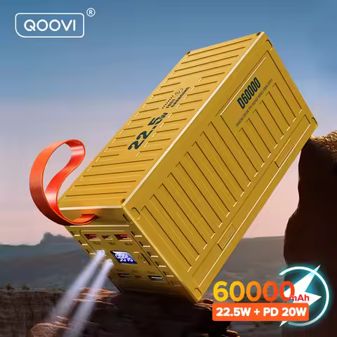 QOOVI 60000mAh Power Bank 22.5W PD QC 3.0 Charger Powerbank Large Battery Capacity Power Station Fas