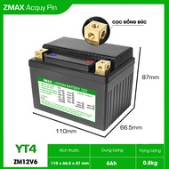 Bình Acquy ZMax Pin Lithium LifePO4 12V 6ah ZM12V6-YT4 Dùng Cho Xe Máy