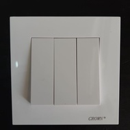 [Original] Crown CE 10AX 250V 3 Gang 1 Way Flush Switch