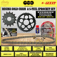REGINA CHAIN + S-TEEL SPROCKET KIT DUCATI MONSTER 795|520 ZRA / 525 ZRT|15T|39T & 45T|MODIFIED & EUR