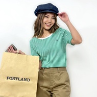 PORTLAND เสื้อยืดลายริ้ว ปักสมอ / Striped T-Shirt with Embroidered (Green)