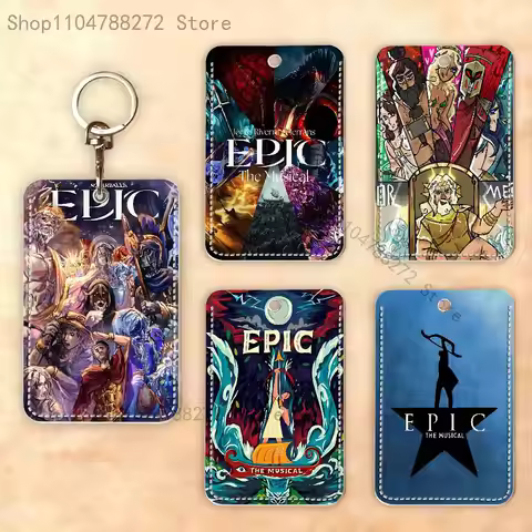 E-Epic The M-Musical Rectangle Card Case Keychain Access Card Bag Key Tag Ring Leather Card Holder K