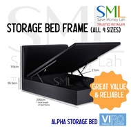 Storage Bed Frame - Single / Super Single / Queen / King - 5 colours and 6 Headboard Designs