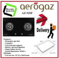 Aerogaz 90cm Tempered Glass Hob with 2 Burners AZ-920FT / AZ-920F