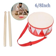 Drum Wood Kids Early Educational Musical Instrument For Children Baby Toys Beat Instrument Hand Drum Snare Set 11Inch Kids Marching Percussion Toddler Wooden Child Strap