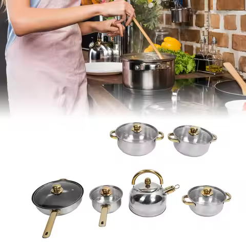 Cookware Set Kitchen Cookware Cookware Set Stainless Steel Rustproof Stick Proof Pan Pot Set for Hom