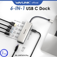 WAVLINK 6-IN-1 USB C Dock USB C ไปยังแท่นวางมือถือ HDMI ที่มี USB3.1-A 2X10GbpsUSB3.1-C 10Gbps4K HDM