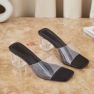 Dép cao gót mica trong 5p quai ngang mica cao cấp guốc cao gót big size 41 42 43 Depvashock