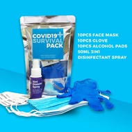 Covid19 Survival Pack (Mask,Disinfectant Spray,Glove,Alcohol Pad)