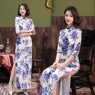 Cheongsam Long Catwalk Performance Cheongsam Elegant Chinese Style 2022 Most Improved Cheongsam Dress Girl Style