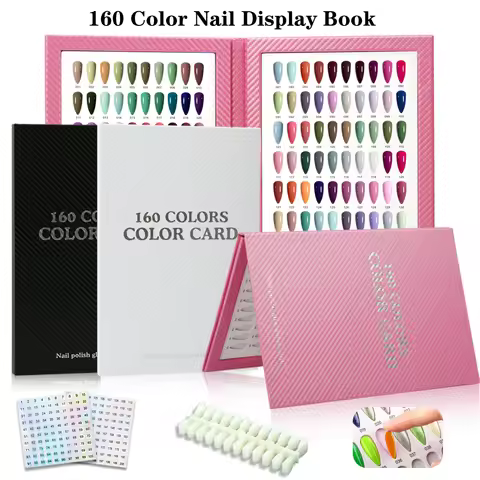 New 160Colors Waterproof Nail Display Book Nail Polish Books With 240 Fake Nails Tips False Nails St