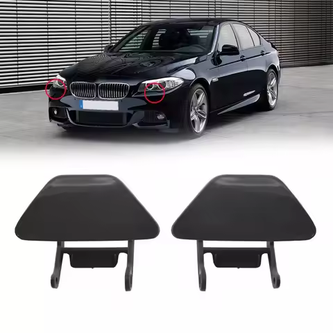 1 Pair Car Front Bumper Headlight Washer Nozzle Spray Jet Cover Cap Unpainted For BMW 5 Series F10 F