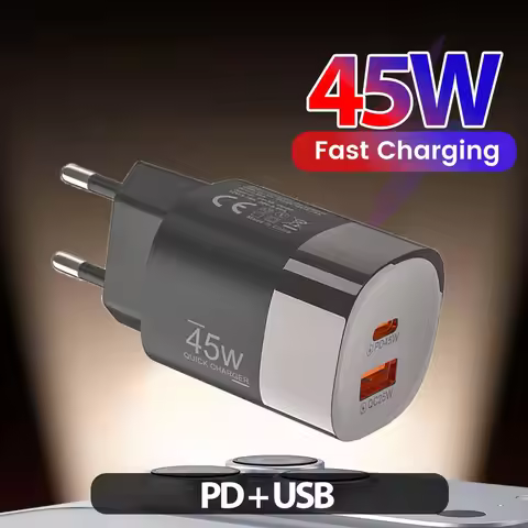 45W USB Type C Fast Charger 2 Ports Fast Charging Wall Charger Adapter For iPhone Xiaomi Samsung QC3